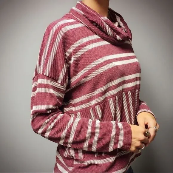 Burgundy Striped Turtleneck Pullover Top - Picture 8 of 8